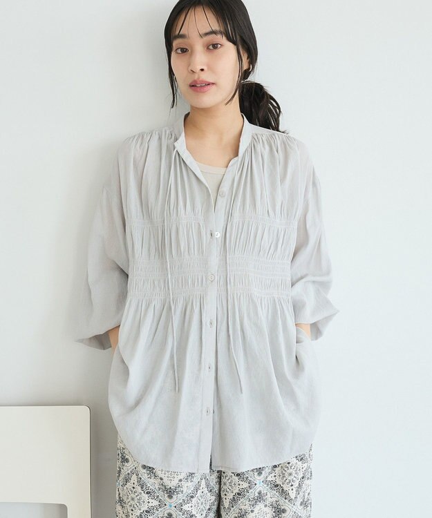 CRAFT STANDARD BOUTIQUE ウ゛ィンテージボイルロングスリーブブラウス Light Gray