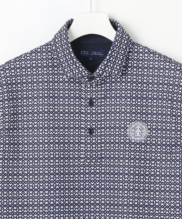 23区GOLF 【MEN】モノグラム柄  半袖ポロシャツ ネイビー系5