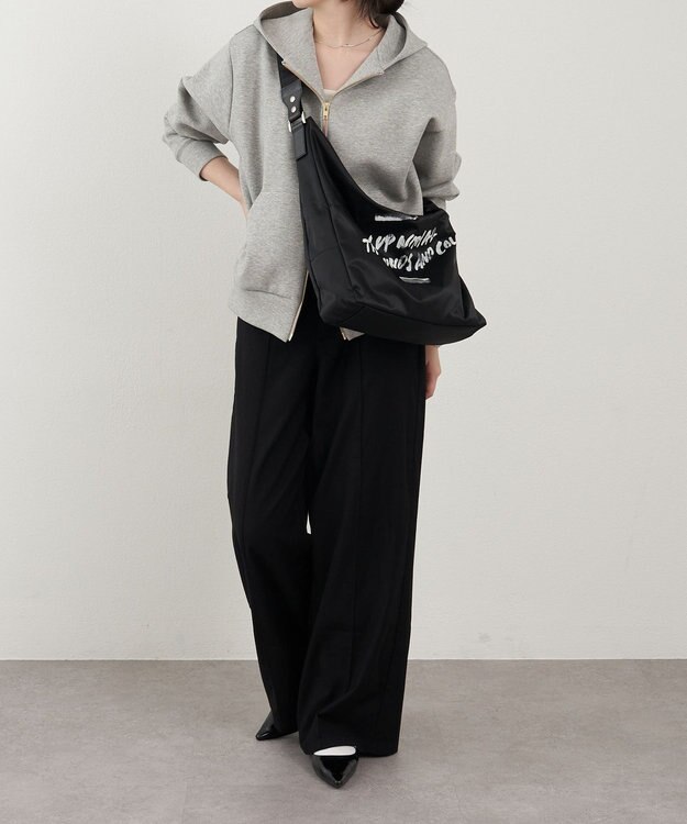 russet ステンシル風プリント ナイロン2WAYショルダーバッグ(SF-271) Black