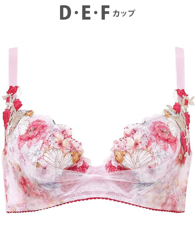 WACOAL 【リボンブラ 脇すっきり】 ブラジャー 脇高設計 着やせシルエット 動いても谷間キープ Gカップまで対応 大きいサイズ レディース BXB483 /ワコール ピンク