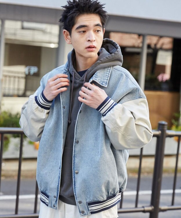 WEGO デニムスタジャン デニム淡加工色