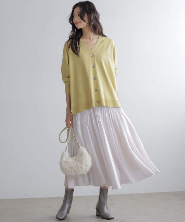 組曲 【加藤ローサさん着用 / 2WAY】スムースストレッチカシュクール カーディガン イエロー系