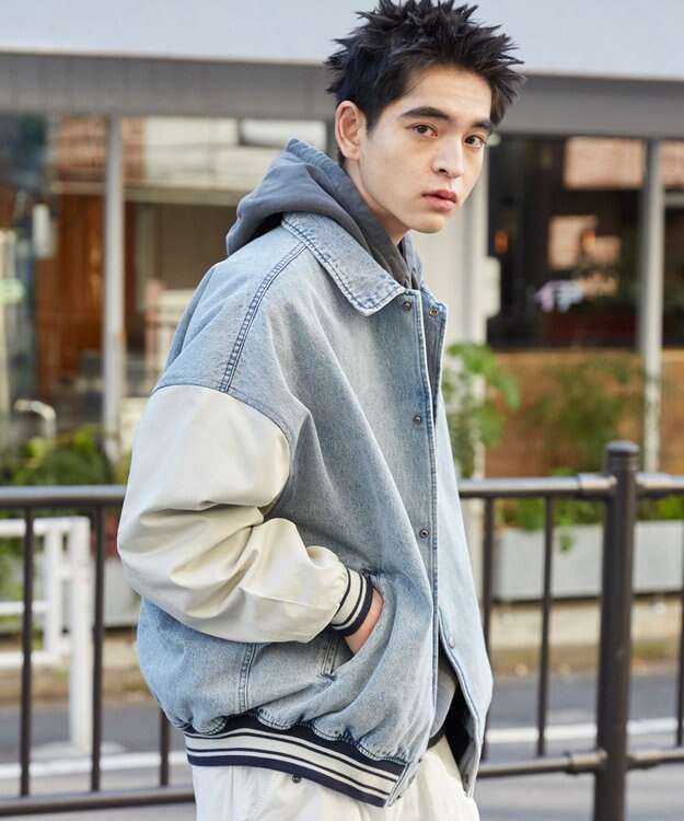 WEGO デニムスタジャン デニム淡加工色