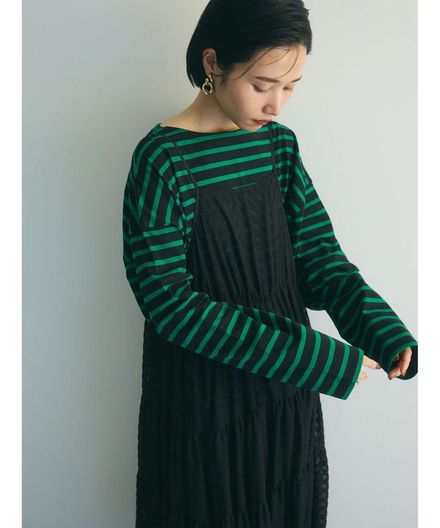 Green Parks armonia.ティアードシアーキャミワンピース Black