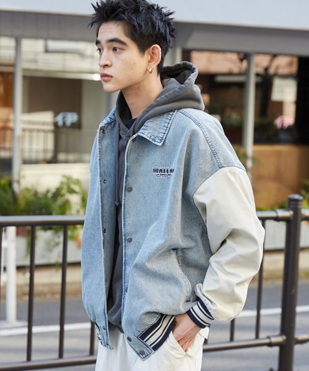 WEGO デニムスタジャン デニム淡加工色