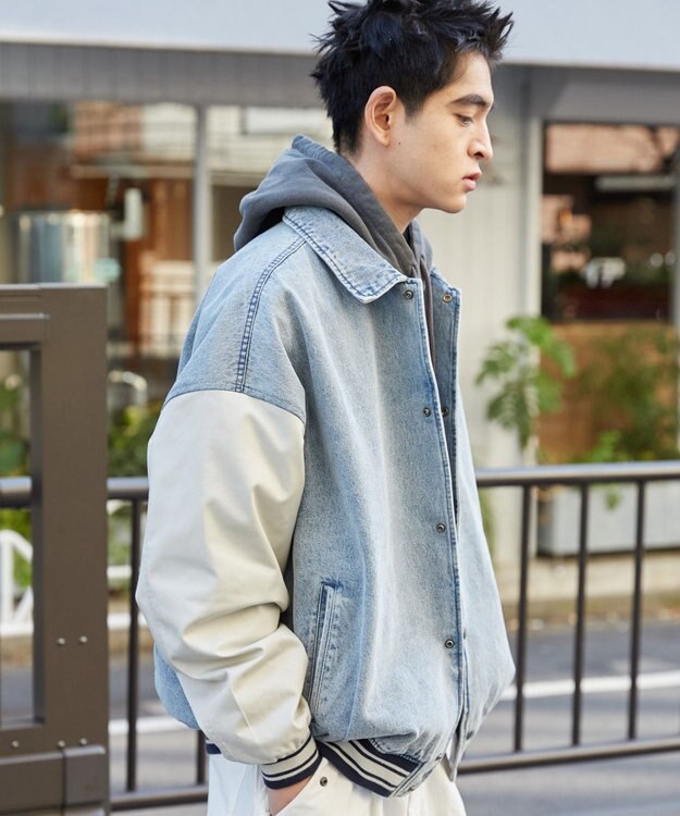 WEGO デニムスタジャン デニム淡加工色