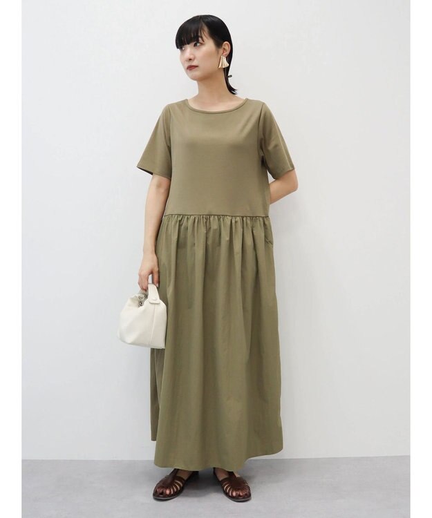 Green Parks Ｂ．ドッキングボリュームギャザーワンピース Black