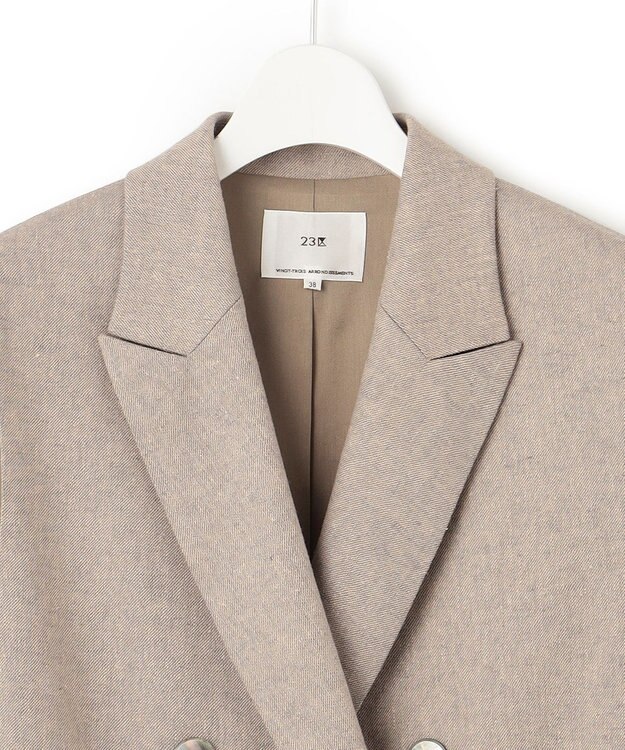 23区 S 【セットアップ対応】リネン ミックスツイード ジレ ベージュ系