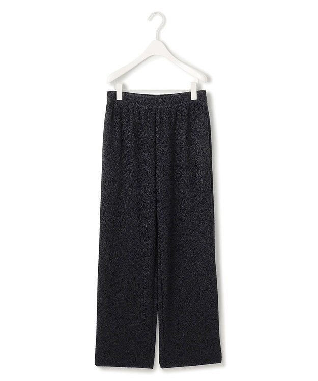 ICB L 【洗える】 シャイニーラメジャガード セミワイドパンツ ブラック系