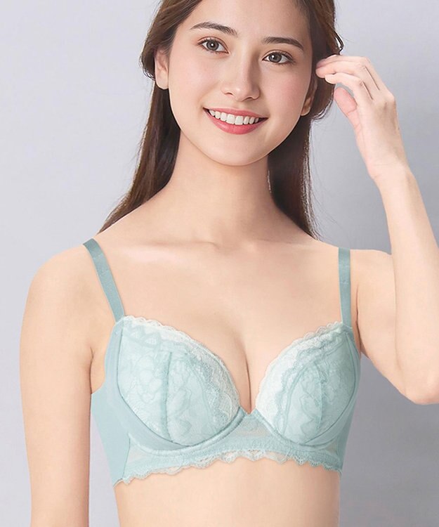 Wing ブラジャー 背中の段差を軽減 脇高設計 パーソナライズ設計 【脇も背中もきれいブラ】 Gカップまで対応 大きいサイズ KB2723 ウイング／ワコール グリーン