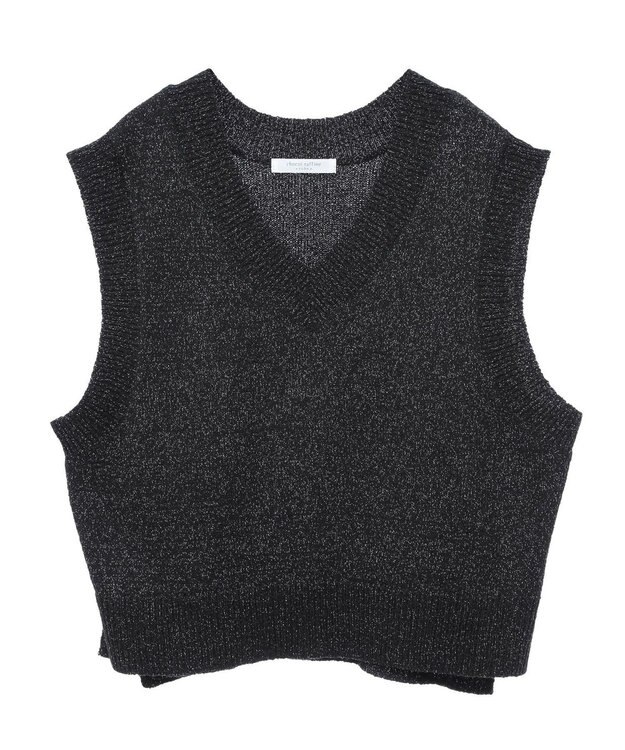 Green Parks ショートラメニットベスト Black