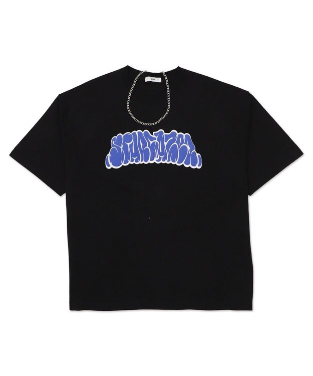 WEGO 【ユニセックス着用ITEM】アクセ付きグラフィックT（SS） ブラック