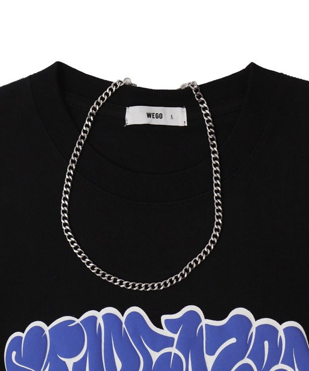 WEGO 【ユニセックス着用ITEM】アクセ付きグラフィックT（SS） ブラック