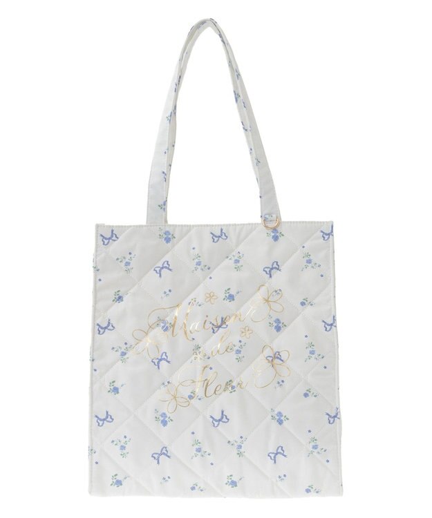 Maison de FLEUR フラワーリボンプリントスクエアトートバッグ Lavender