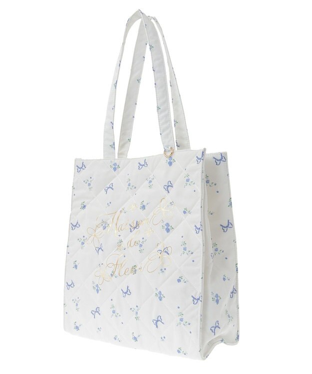 Maison de FLEUR フラワーリボンプリントスクエアトートバッグ Lavender