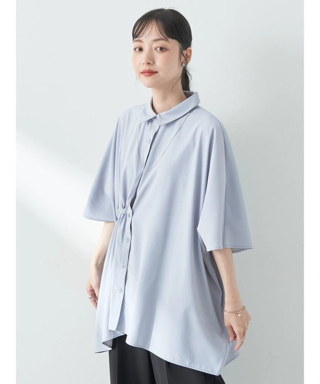 earth music&ecology アシメギャザーシャツ Sax