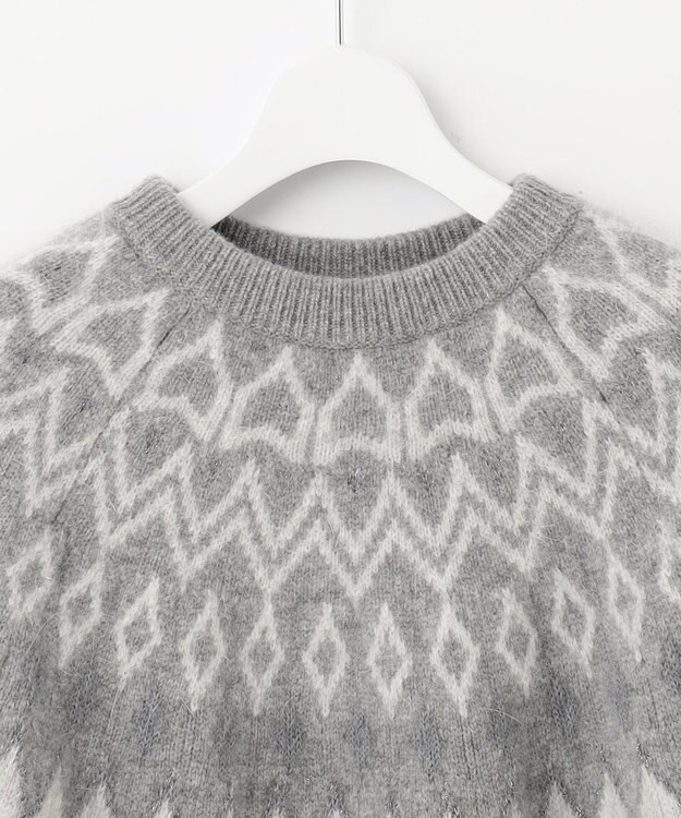 自由区 L フェアアイル クルーネックニット ライトグレー系