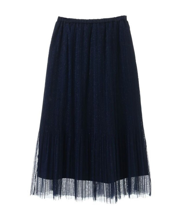 Green Parks ラメチュールプリーツスカート Blue