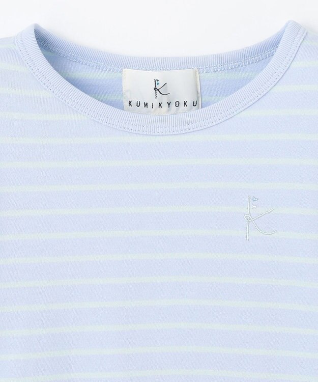 組曲 KIDS 【110-140㎝】長袖ボーダー Tシャツ ミントグリーン×サックスブルー