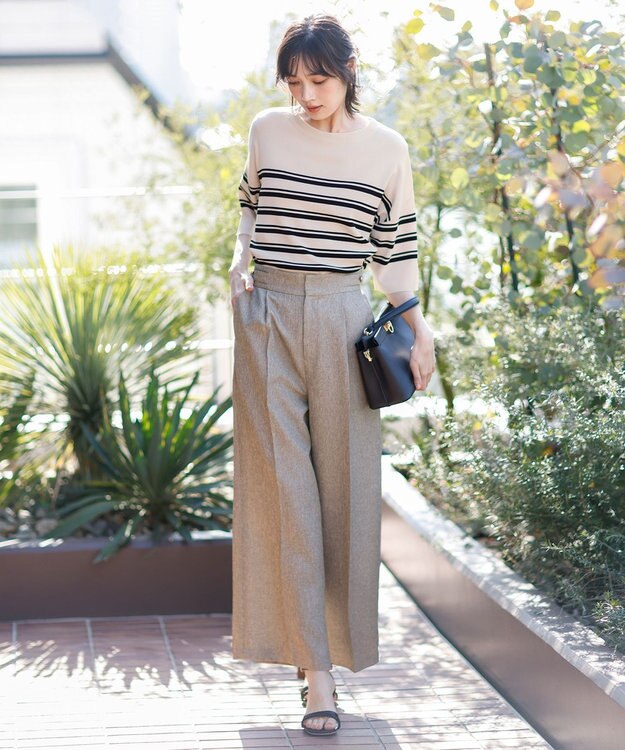 ANY SIS 【2WAY】サスペンダー付き ワイドパンツ ベージュ