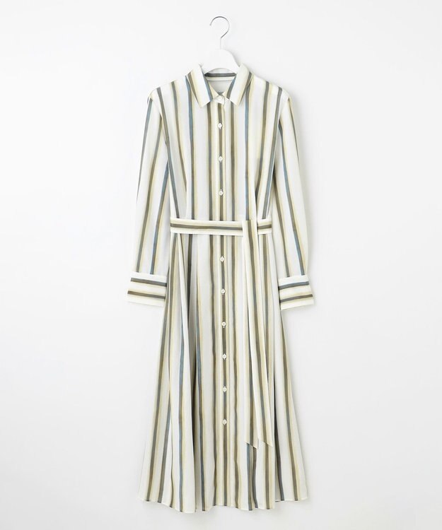 自由区 S 【カタログ掲載・洗える】ストライププリント ワンピース ベージュ系ストライプ
