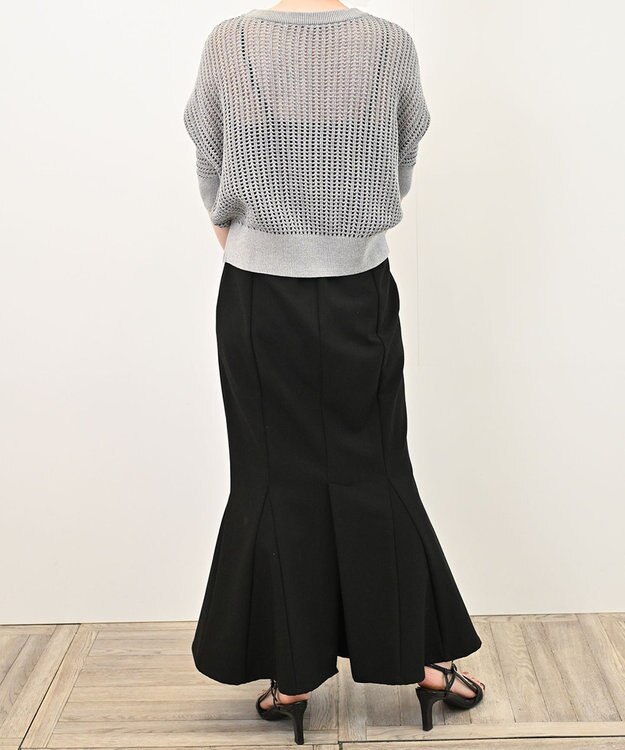 TOQUE 25SS新作〈大草直子さんアドバイザー〉【天然素材】シルク×コットン粗メッシュニットドルマンスリーブ5分袖 グレー