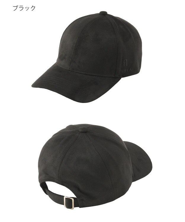 MOONBAT FURLA(フルラ)横刺繍スエード キャップ UVカット ブラック