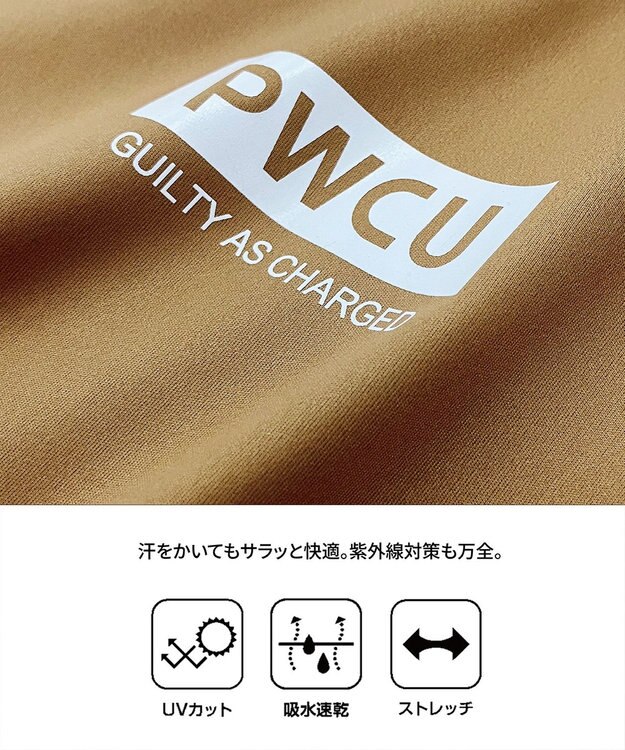 PW CIRCULUS 【吸水速乾 / UV遮蔽率96.3% UVカット / ストレッチ】【WOMEN】メッシュコンビモックネックT ゴルフウェア レディース ベージュ系