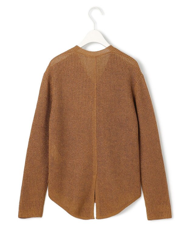 ICB 【洗える】 ペーパーブレンドシャインニット Vネックプルオーバー ラセットブラウン系