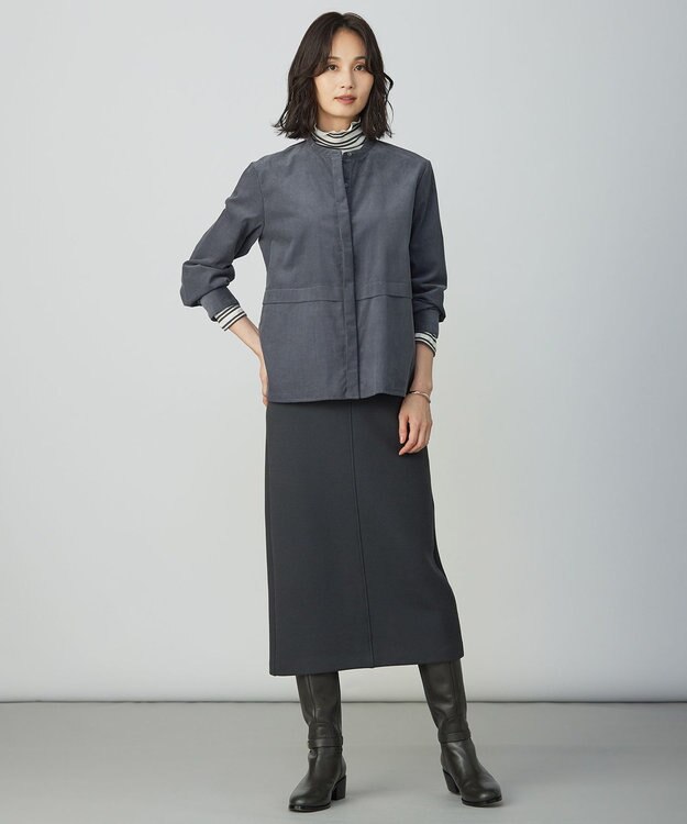 J.PRESS LADIES S ダンボールジャージー ナロー スカート スレート系