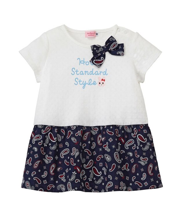 MIKI HOUSE HOT BISCUITS 【80-110cm】 ペイズリー柄 ワンピース 白