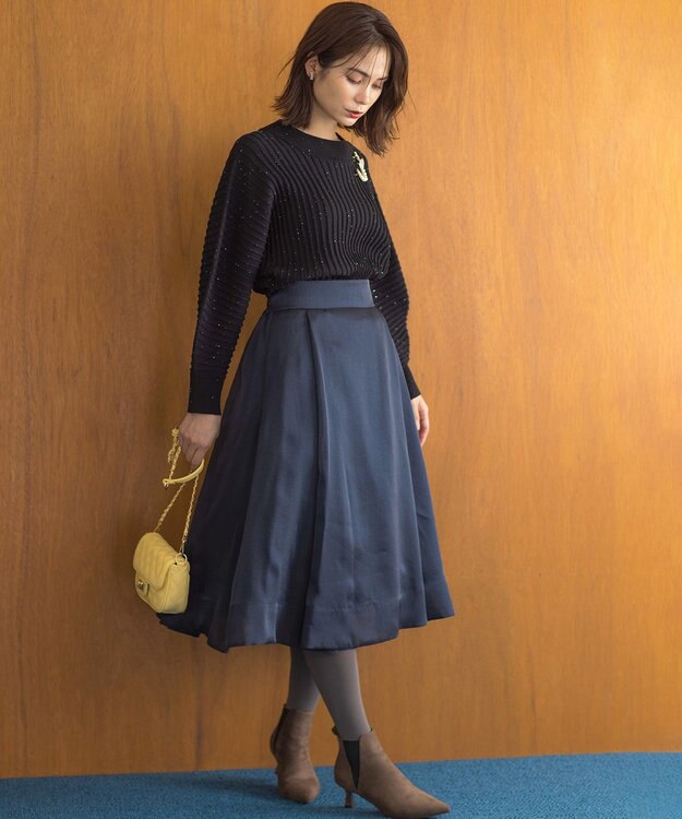 組曲 【手洗い可】ELENAスパンコールドルマン ニット ブラック系