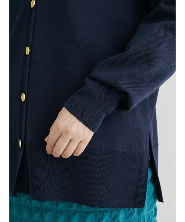 Green Parks ゴールド釦ニットカーディガン Navy