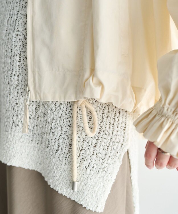 YECCA VECCA ボリュームギャザーデザインZIPブルゾン Ivory