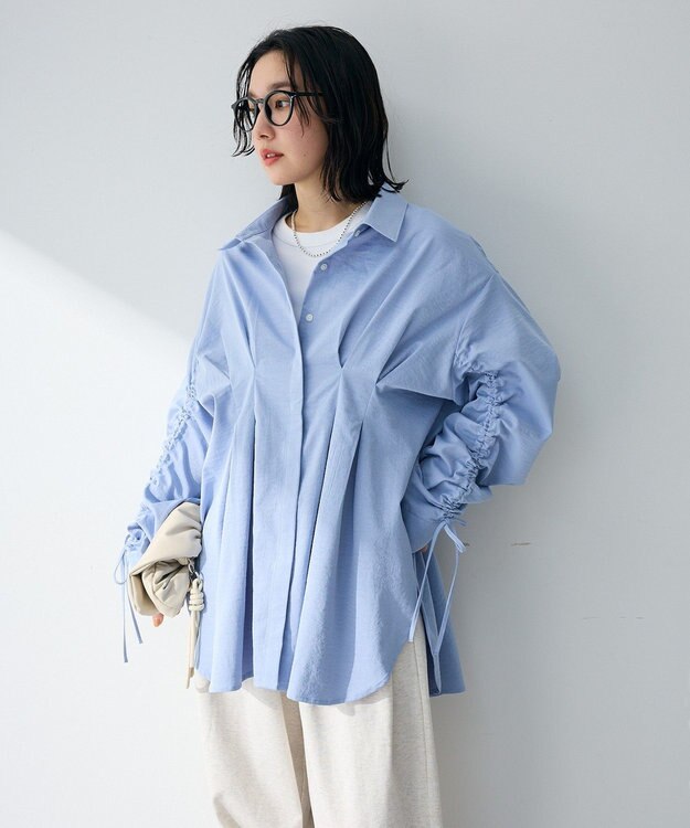 Green Parks 【WEB限定】ドロストシャーリングウエストタックシャツⅡ Blue