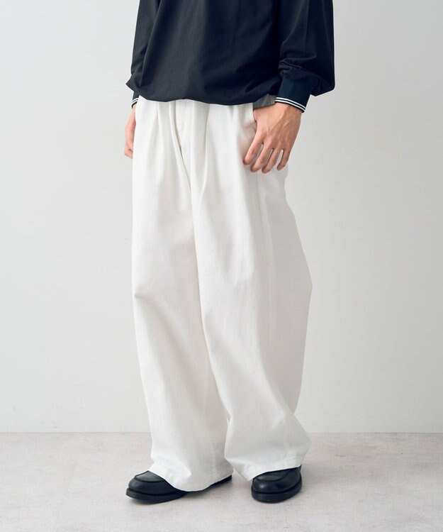 CRAFT STANDARD BOUTIQUE ホワイトデニムハイウエストワイドパンツ White