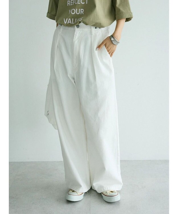 CRAFT STANDARD BOUTIQUE ホワイトデニムハイウエストワイドパンツ White