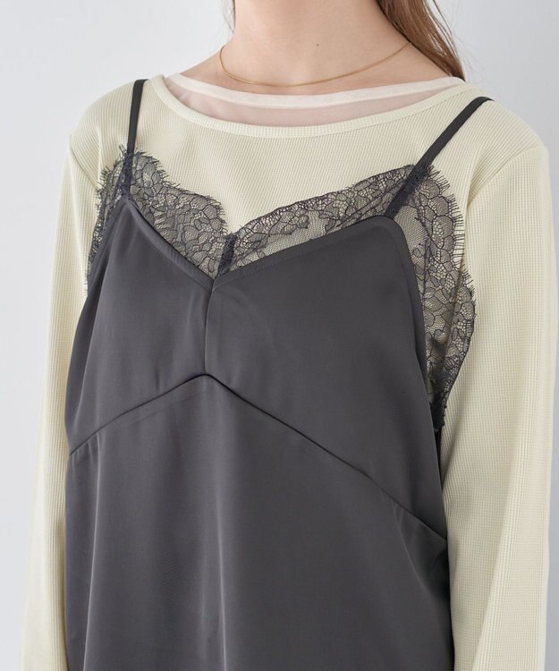 earth music&ecology 【予約】ランジェリーライクレースキャミ ブラック