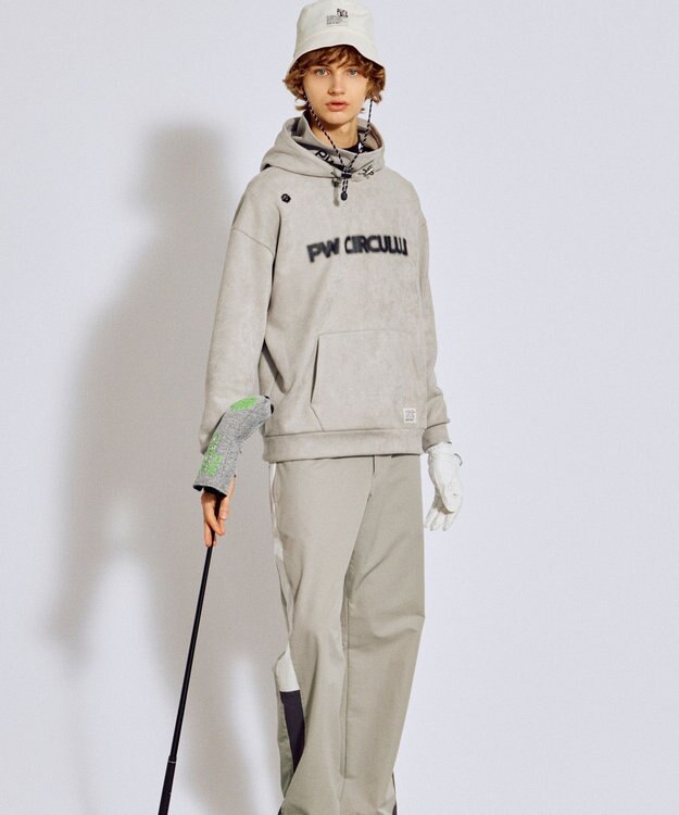PW CIRCULUS 2025 NEW！【手洗い洗濯可】【MEN】キャットグラフィック スエードライク デタッチャブルフーディ ゴルフ グレー系
