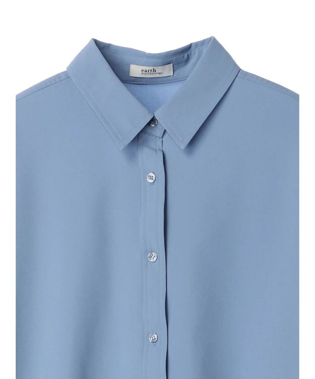 earth music&ecology ギャザースリーブシャツ Blue