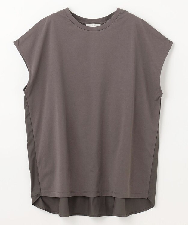 ANY L 【吸水速乾/シワになりにくい/アンチピリング】バックフレアフレンチスリーブカットソー ブラウン