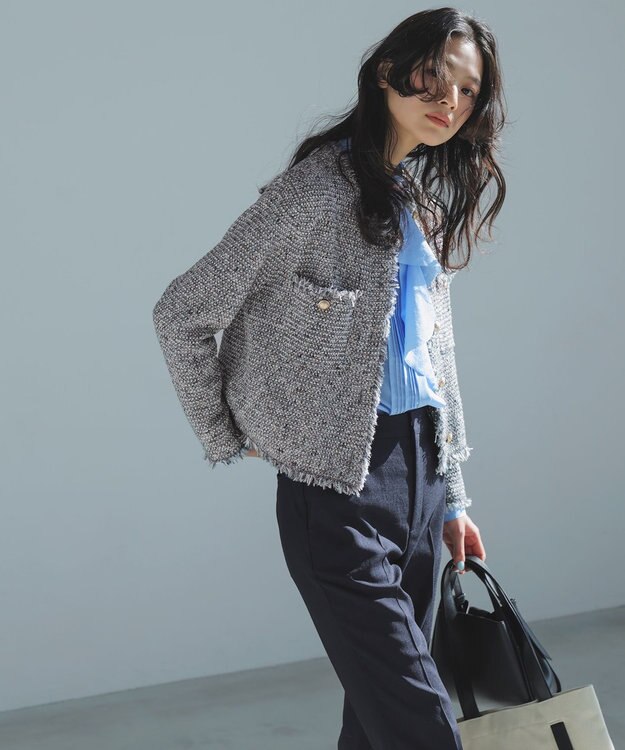 ICB 【2WAY】 セシェシルキーローン ラッフルブラウス サックス