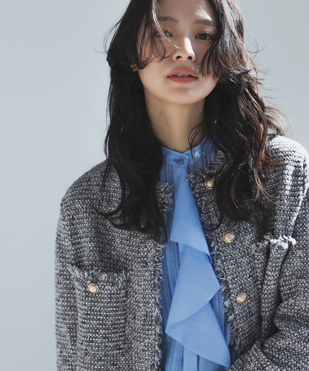 ICB 【2WAY】 セシェシルキーローン ラッフルブラウス サックス