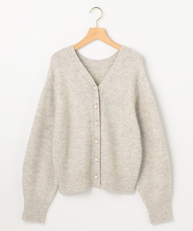 組曲 【加藤ローサさん着用 / 前後着用可】スパンコールヤーン カーディガン ライトグレー系