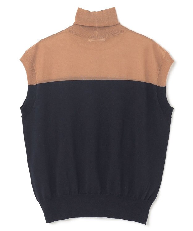 BEIGE， 【洗える】CARNOT / バイカラーニット Navy×Camel