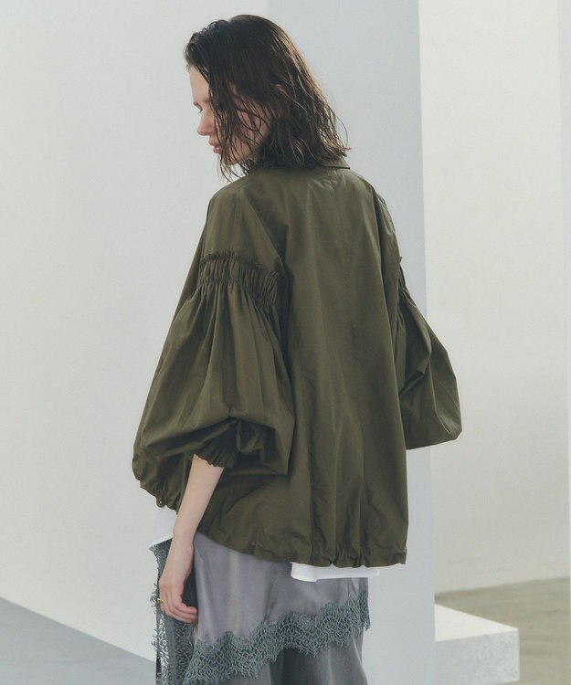 YECCA VECCA ボリュームギャザーデザインZIPブルゾン Khaki