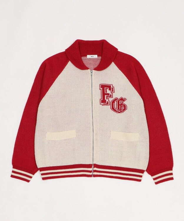 WEGO 【ユニセックス着用ITEM】グラフィックZIPニットブルゾン レッドその他