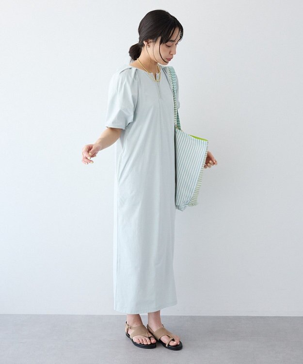 CRAFT STANDARD BOUTIQUE ポーチ付きバルーンスリーブワンピース Light Blue