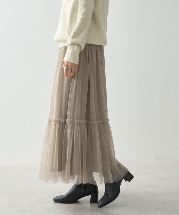 AMERICAN HOLIC ティアードチュールスカート Gray Beige