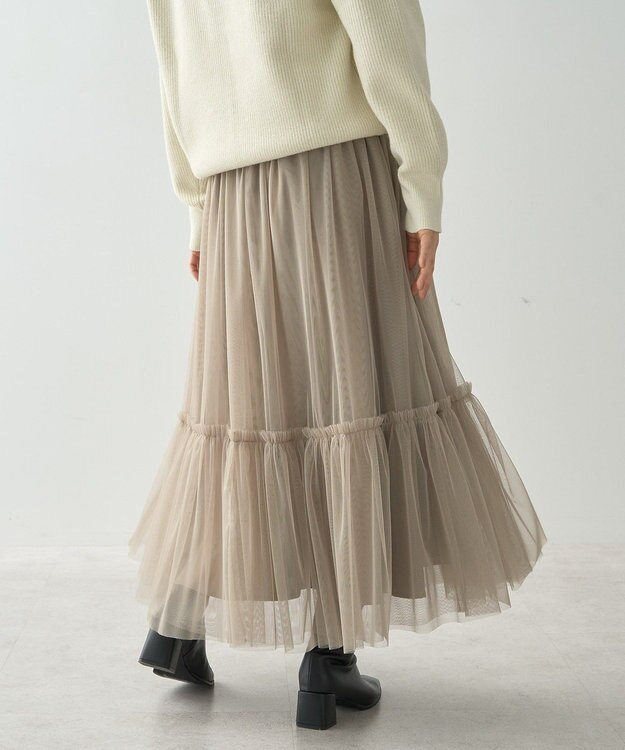 AMERICAN HOLIC ティアードチュールスカート Gray Beige